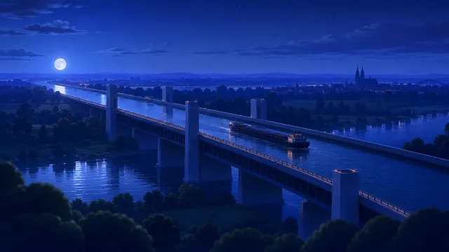 Bridge wallpaper: Magdeburg Water Bridge   dark